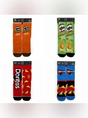 Odd Sox Bundle Crew Socks Pringles Doritos 4 Pairs Mens Womens